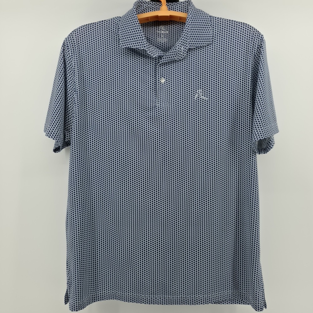 Rhoback Blue Texas Geometric Print Polo Shirt Size Large Stretch Performance - Picture 6 of 8